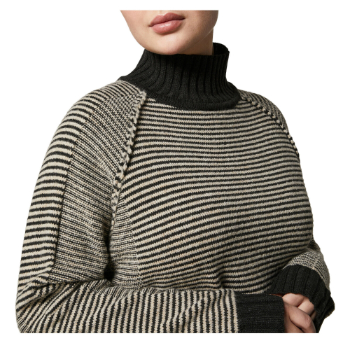 PERSONA by Marina Rinaldi Maglia in misto di lana grigio scuro a coste 33.1364203 AFFRESCO MADE IN ITALY