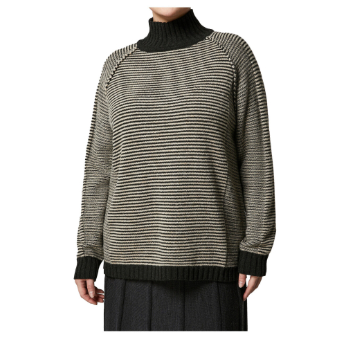 PERSONA by Marina Rinaldi Dark gray ribbed wool blend sweater 33.1364203 AFFRESCO MADE IN ITALY