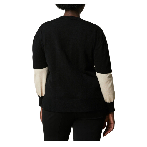 PERSONA by Marina Rinaldi BLACK stretch viscose sweater with inlay work 33.1363623 ARAGOSTA