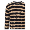 ATOMOFACTORY men's crewneck sweater maxi horizontal knots chenille stripes black/beige AFU55 MADE IN ITALY