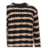 ATOMOFACTORY men's crewneck sweater maxi horizontal knots chenille stripes black/beige AFU55 MADE IN ITALY