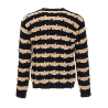 ATOMOFACTORY men's crewneck sweater maxi horizontal knots chenille stripes black/beige AFU55 MADE IN ITALY