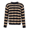 ATOMOFACTORY men's crewneck sweater maxi horizontal knots chenille stripes black/beige AFU55 MADE IN ITALY