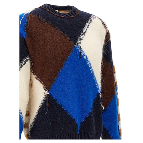 ATOMOFACTORY men's multicolor crew neck sweater bluette/blue/brown/white AFU04 MADE IN ITALY