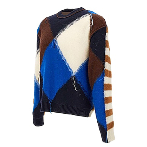 ATOMOFACTORY men's multicolor crew neck sweater bluette/blue/brown/white AFU04 MADE IN ITALY