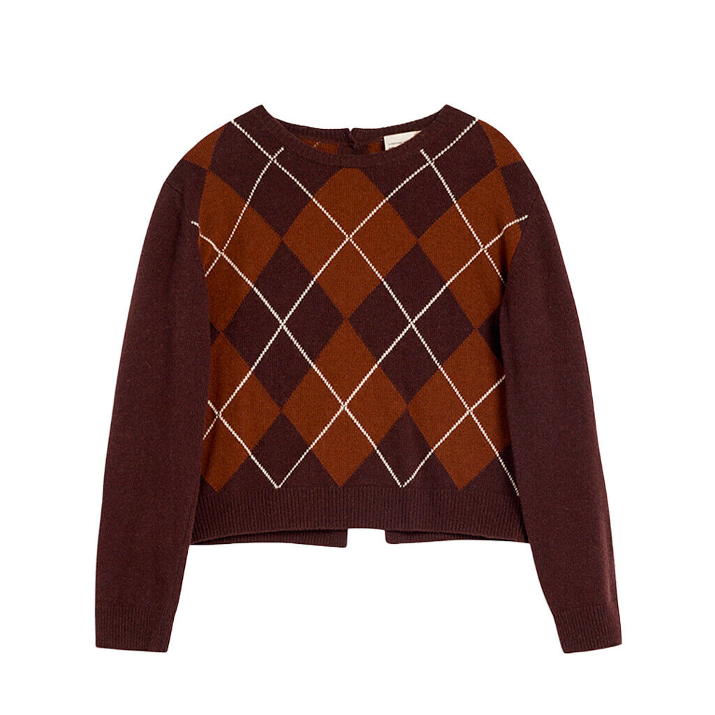 SEMICOUTURE Crewneck sweater with choco/caramel diamond inlay Y3WB35 CHANTEL MADE IN ITALY