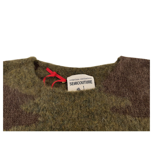SEMICOUTURE Camouflage crew neck sweater Y3WF01 LAETITIA MADE IN ITALY