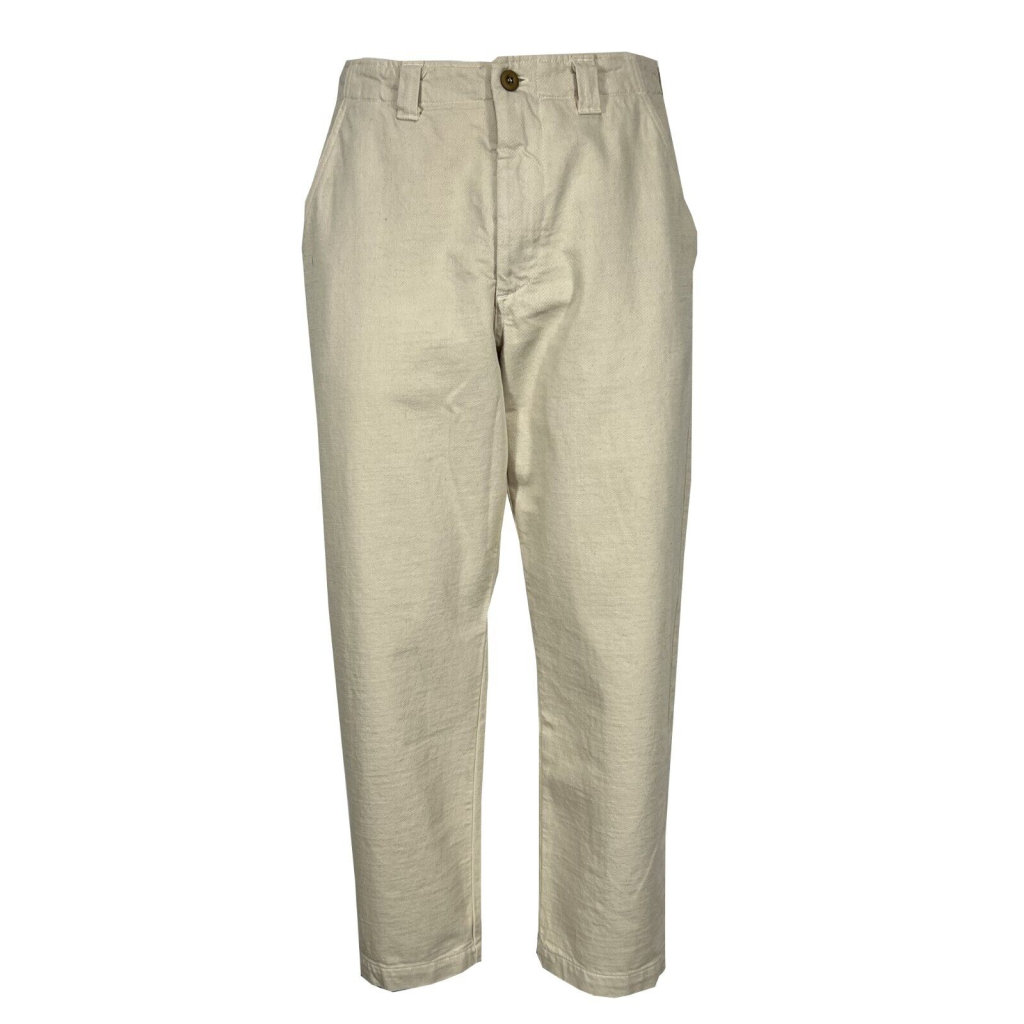 MADSON by BottegaChilometriZero pantalone uomo cotone pesante ecru DU22743 REVERSE MADE IN ITALY