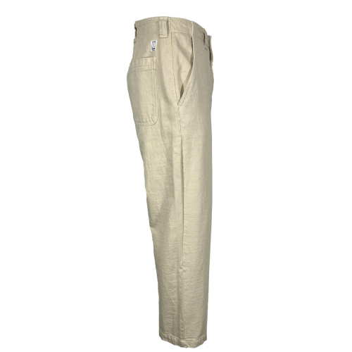 MADSON by BottegaChilometriZero men's heavy ecru cotton trousers DU22743 REVERSE MADE IN ITALY