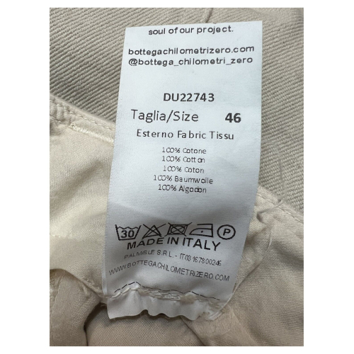 MADSON by BottegaChilometriZero men's heavy ecru cotton trousers DU22743 REVERSE MADE IN ITALY