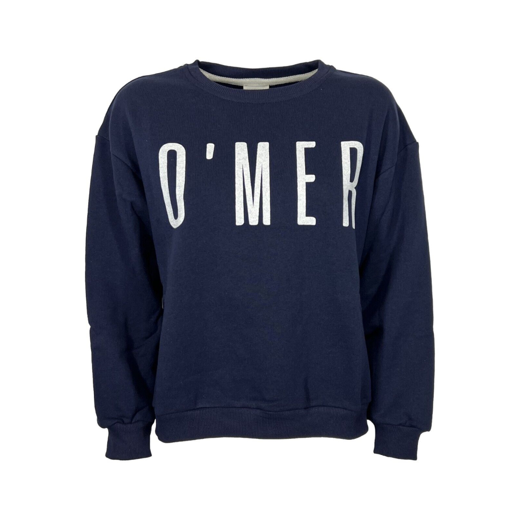O'MER women's blue brushed crewneck sweatshirt OM054C 100% cotton MADE IN ITALY