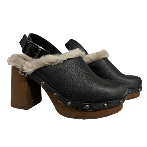 GLOVE black winter women's sandal art 8849 100% leather MADE IN ITALY