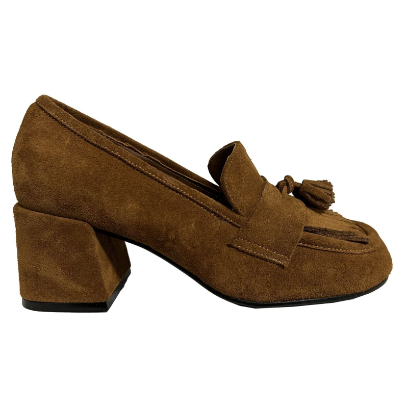ENTOURAGE ILLIMITED women's shoe cognac suede MARIKA 100% leather MADE IN ITALY