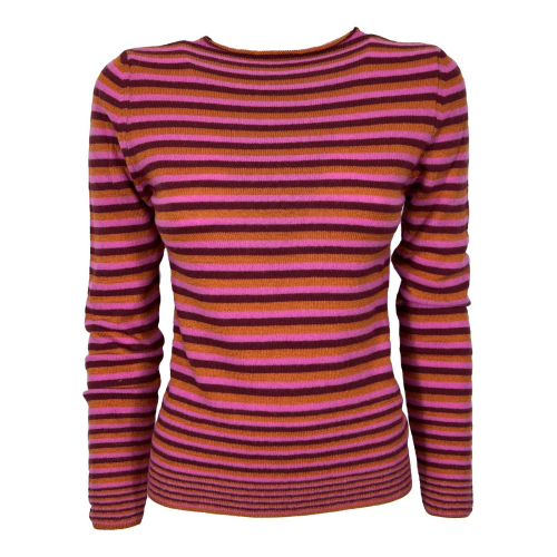 BORGO DELL'ORTICA women's boat wool sweater with multicolor stripes 7131-RR MADE IN ITALY