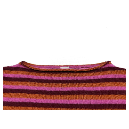 BORGO DELL’ORTICA maglia donna lana a barchetta righe multicolor 7131-RR  MADE IN ITALY