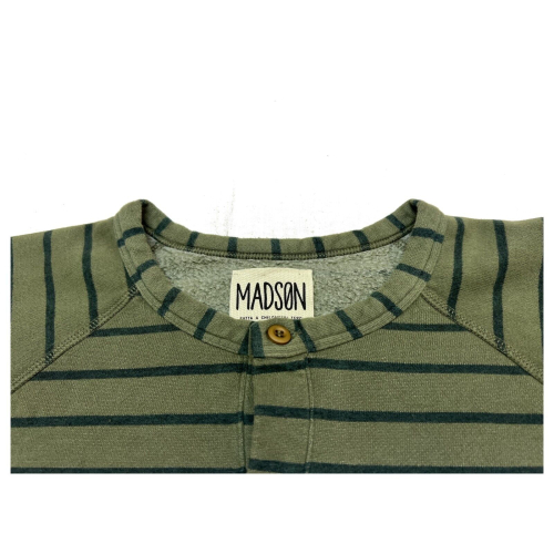 MADSON by BottegaChilometriZero men's serafino sweatshirt with 3 striped buttons DU22759 MADE IN ITALY