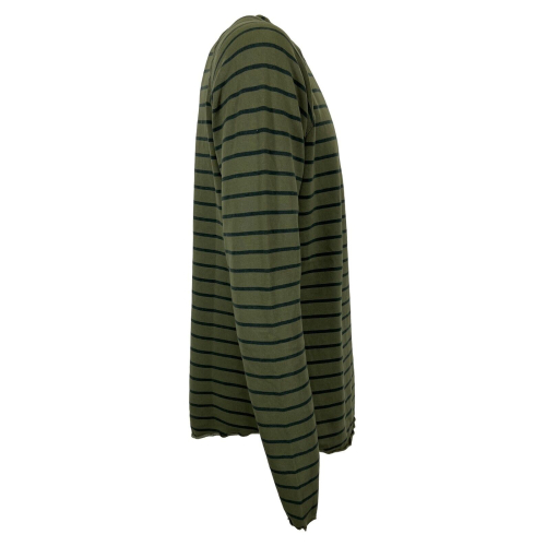 MADSON by BottegaChilometriZero men's serafino sweatshirt with 3 striped buttons DU22759 MADE IN ITALY