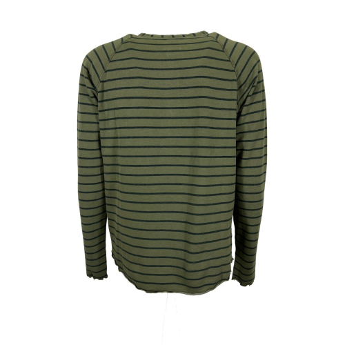 MADSON by BottegaChilometriZero men's serafino sweatshirt with 3 striped buttons DU22759 MADE IN ITALY