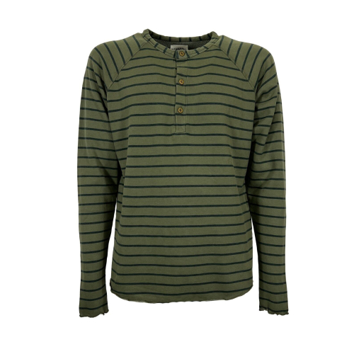 MADSON by BottegaChilometriZero men's serafino sweatshirt with 3 striped buttons DU22759 MADE IN ITALY