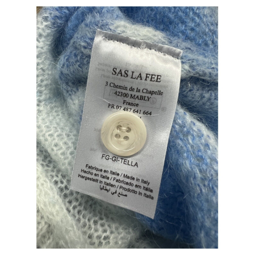 LA FEE MARABOUTEE women's cardigan white/light blue TELLA wool blend MADE IN ITALY