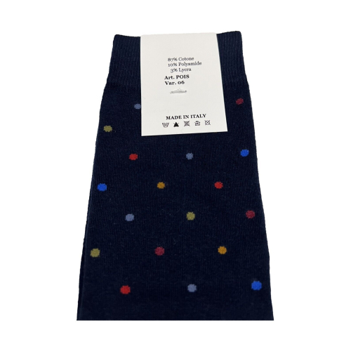 ICON LAB long blue men's socks multicolor dot pattern POLKA MADE IN ITALY