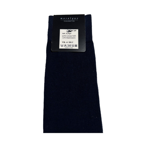 MOSAIQUE long plain men's socks A/630 90% cotton 10% elastomer MADE IN ITALY