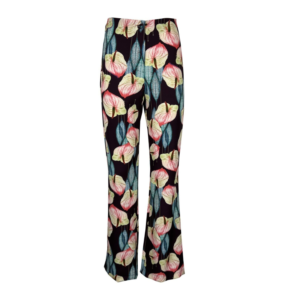 IL THE DELLE 5 women's ANTURIUM plum/multicolor patterned trousers P/DAVE MADE IN ITALY