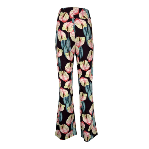 IL THE DELLE 5 women's ANTURIUM plum/multicolor patterned trousers P/DAVE MADE IN ITALY