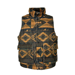 MADSON by BottegaChilometriZero gilet velluto millerighe stampato moro/arancio DU23326 PERÙ MADE IN ITALY