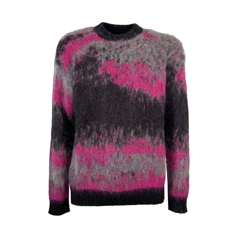 ATOMOFACTORY men's patterned mohair sweater black/grey/fuchsia AFU29 MADE IN ITALY