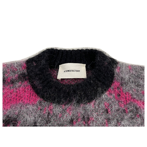 ATOMOFACTORY maglia uomo mohair fantasia nero/grigio/fuxia AFU29 MADE IN ITALY