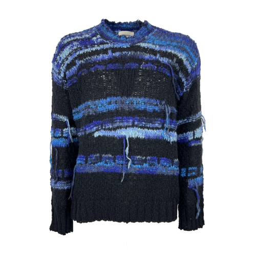 ATOMOFACTORY maglia uomo nero/bluette misto lana AFU35 MADE IN ITALY