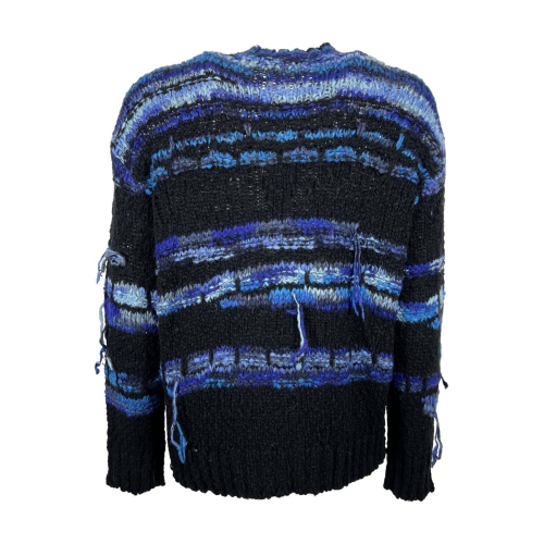 ATOMOFACTORY men's black/blue wool blend sweater AFU35 MADE IN ITALY