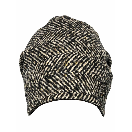NEIRAMI women's hat in black/beige herringbone fabric AC04BR LINING MADE IN ITALY