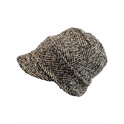 NEIRAMI women's hat with visor black/beige lined cotton stripes AC57BR HIGH MADE IN ITALY