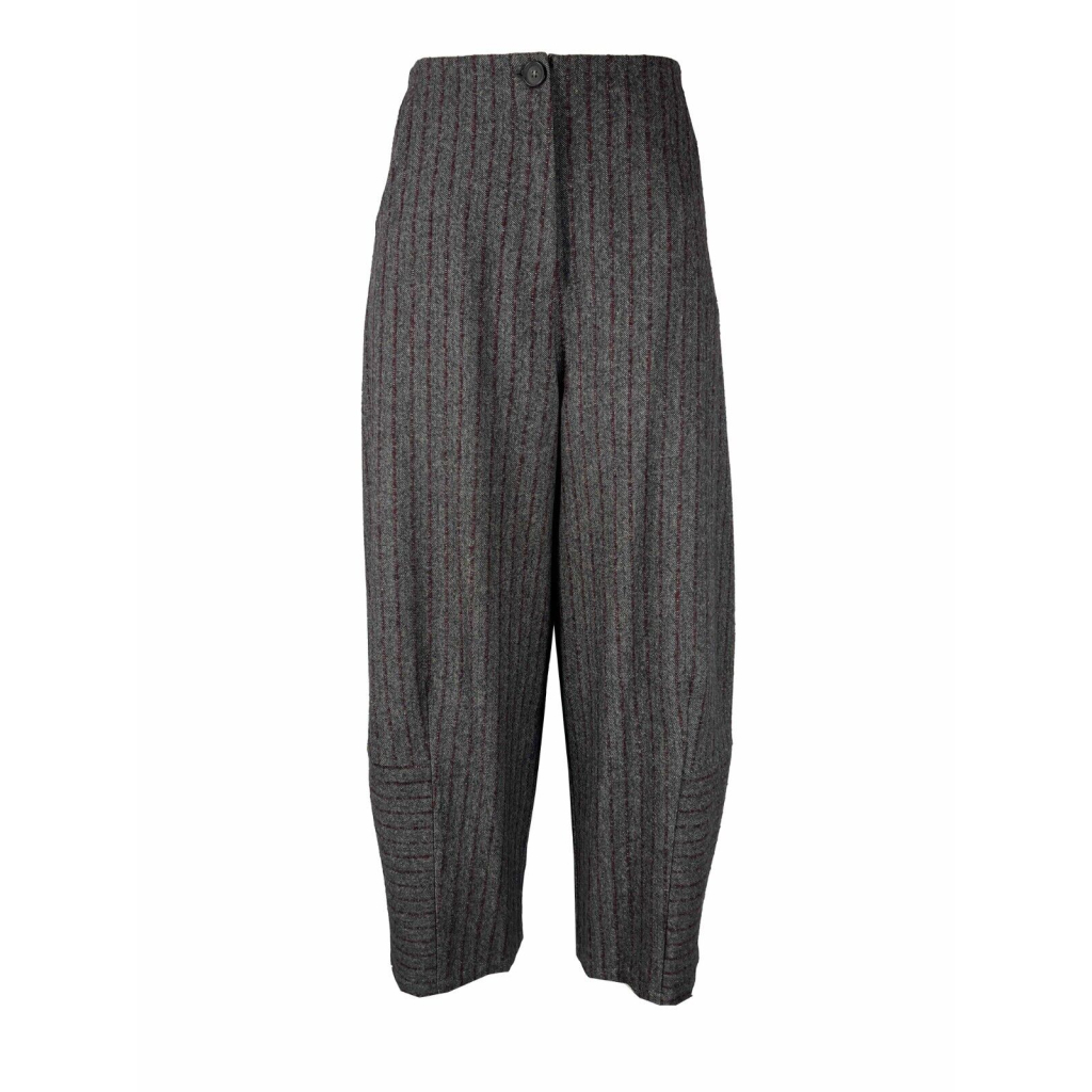 NEIRAMI women's black herringbone/burgundy pinstripe trousers P834BN OVETTO MADE IN ITALY