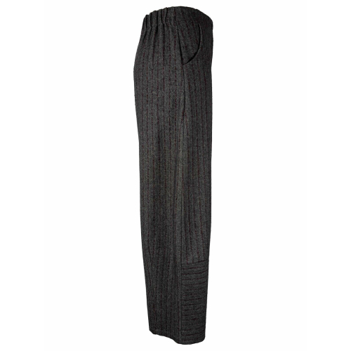 NEIRAMI women's black herringbone/burgundy pinstripe trousers P834BN OVETTO MADE IN ITALY
