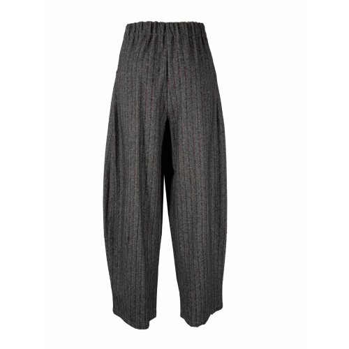 NEIRAMI women's black herringbone/burgundy pinstripe trousers P834BN OVETTO MADE IN ITALY
