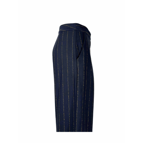 NEIRAMI women's blue pinstripe leather trousers P845LD SAMPANATO MADE IN ITALY
