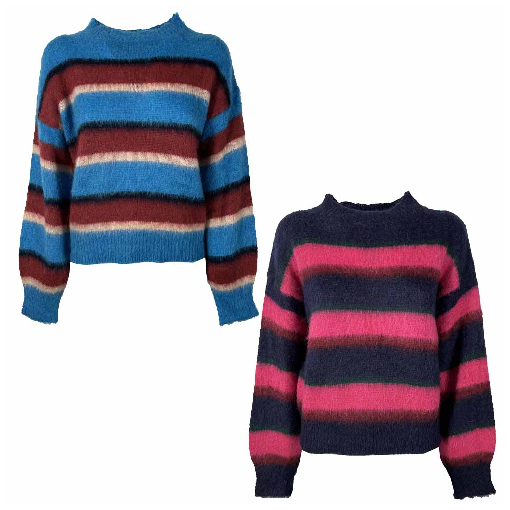 LA FEE MARABOUTEE women's multicolor striped sweater TIJANE wool blend MADE IN ITALY