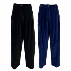 NEIRAMI pantalone donna velluto liscio a palazzo P858LY PINCES MADE IN ITALY