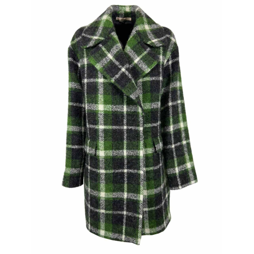 NORMEET green/grey checked women's coat 23407 FLUTE MADE IN ITALY