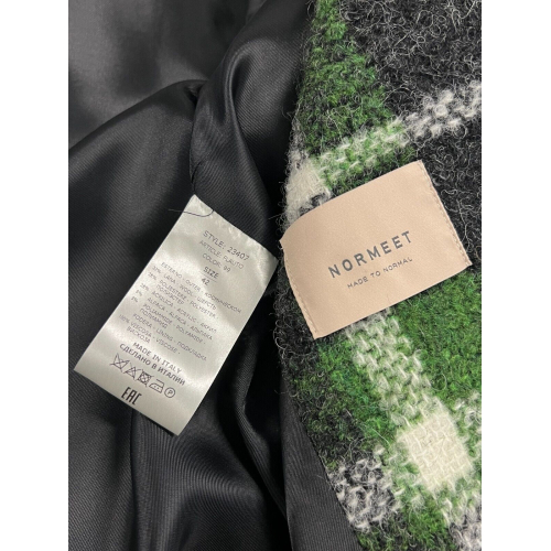 NORMEET green/grey checked women's coat 23407 FLUTE MADE IN ITALY