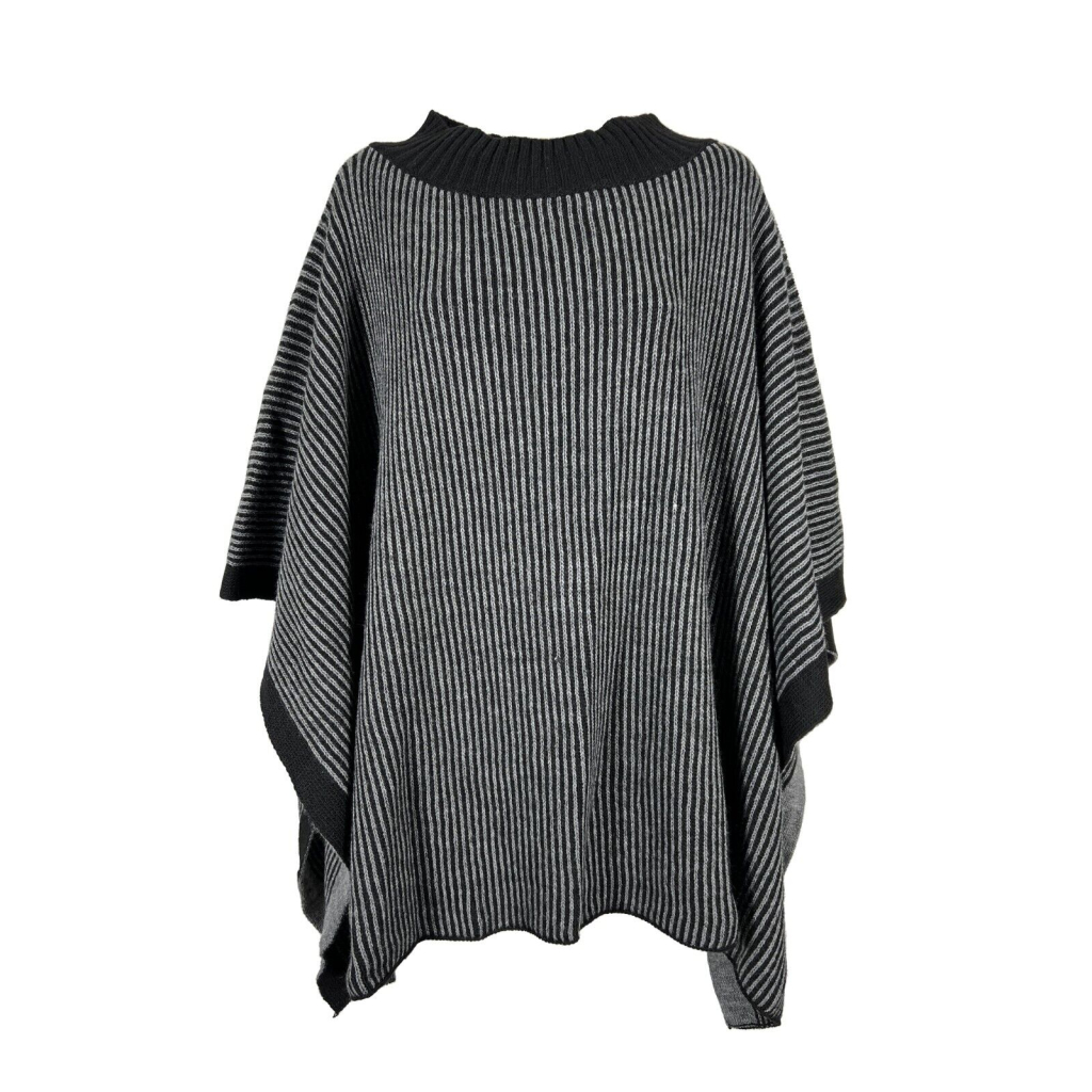 HUMILITY 1949 Cape Woman ribbed poncho gray black HB-AT-NARMA MADE IN ITALY