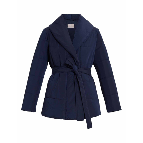 MARINA RINALDI NOW line Blue padded jacket with horizontal quilt 33.7484103 PATRIA