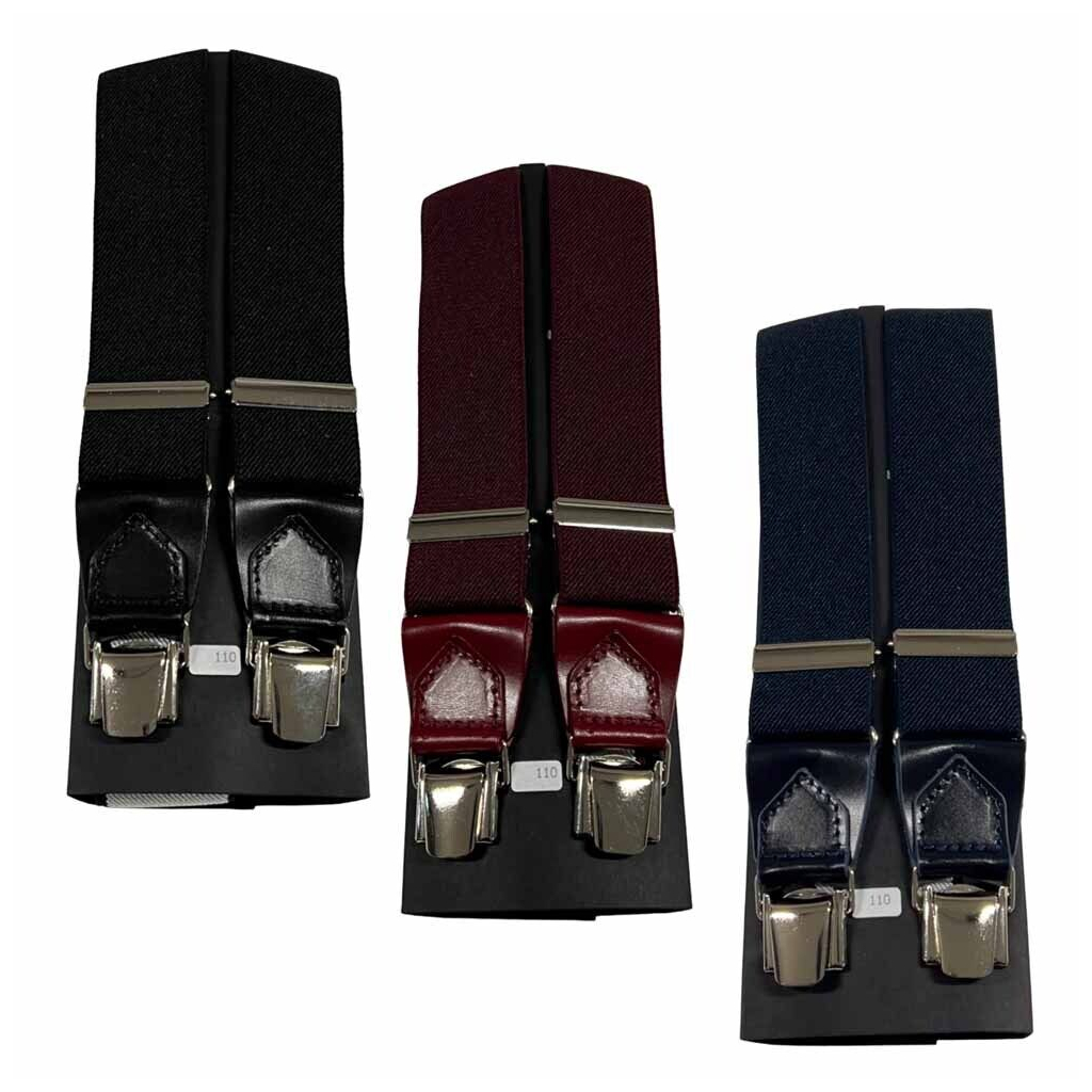 PAOLO DA PONTE elastic men's suspenders solid color MADE IN ITALY