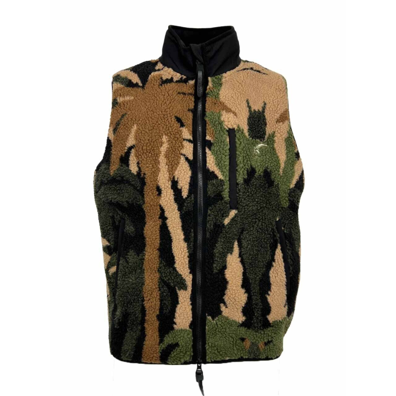 TOOCO men's green/beige tropical bear fleece vest TROPICAL VEST FLEECE 100% polyester