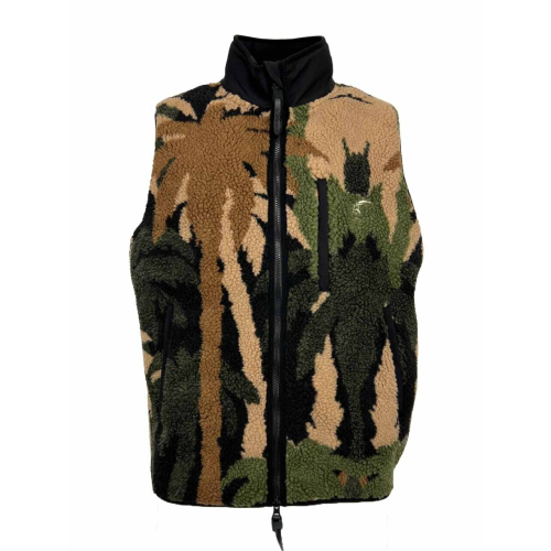 TOOCO men's green/beige tropical bear fleece vest TROPICAL VEST FLEECE 100% polyester