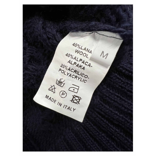 RAW LAB men's heavy blue cable crew neck sweater PT000011ALI MENPHIS MADE IN ITALY