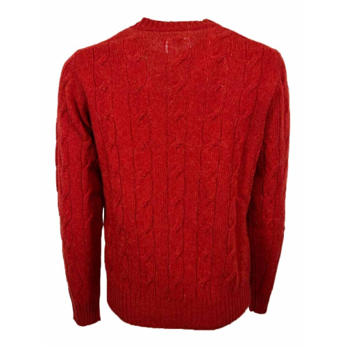 RAW LAB men's cable knit crew neck sweater PT00004SHT LIVERPOOL 100% shetland KNOLL YARNS MADE IN ITALY
